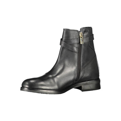 Black Leather Women Boot-Tommy Hilfiger-LabelTerrace.com
