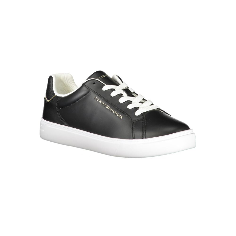 Black Leather Women Sneaker-Tommy Hilfiger-LabelTerrace.com