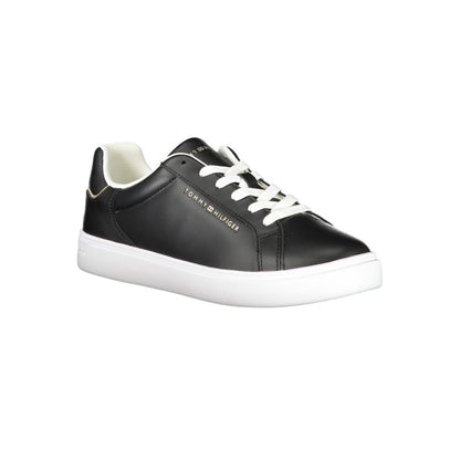 Black Leather Women Sneaker-Tommy Hilfiger-LabelTerrace.com