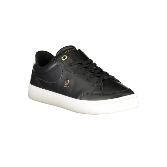 Black Leather Women Sneaker-Tommy Hilfiger-LabelTerrace.com