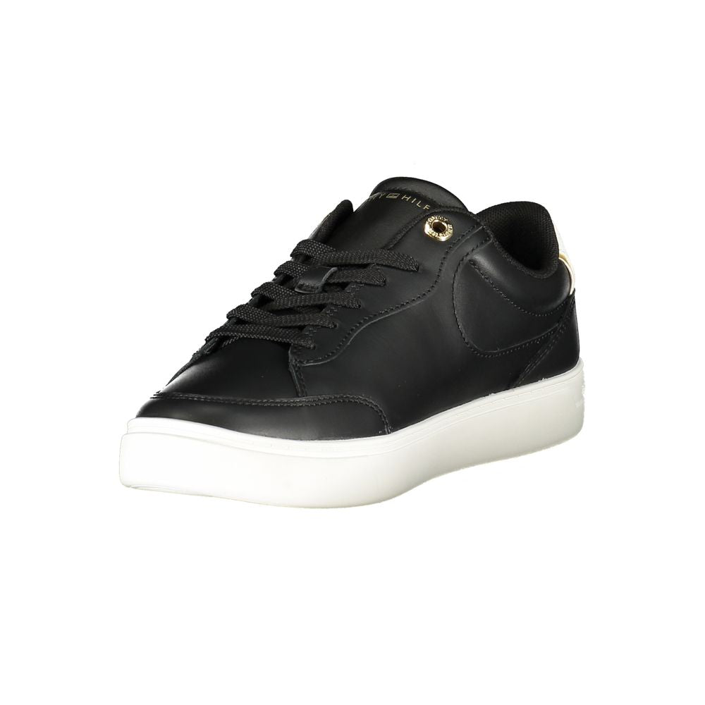 Black Leather Women Sneaker-Tommy Hilfiger-LabelTerrace.com