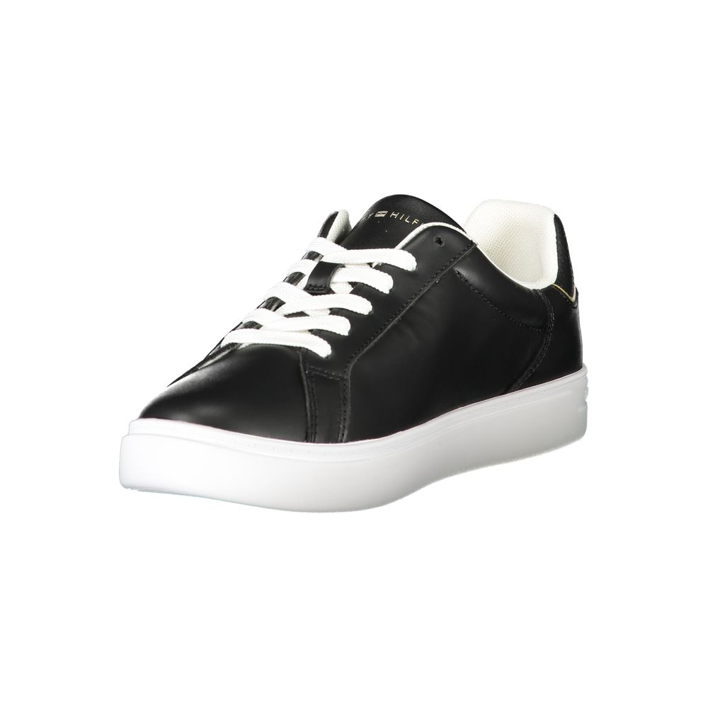 Black Leather Women Sneaker-Tommy Hilfiger-LabelTerrace.com