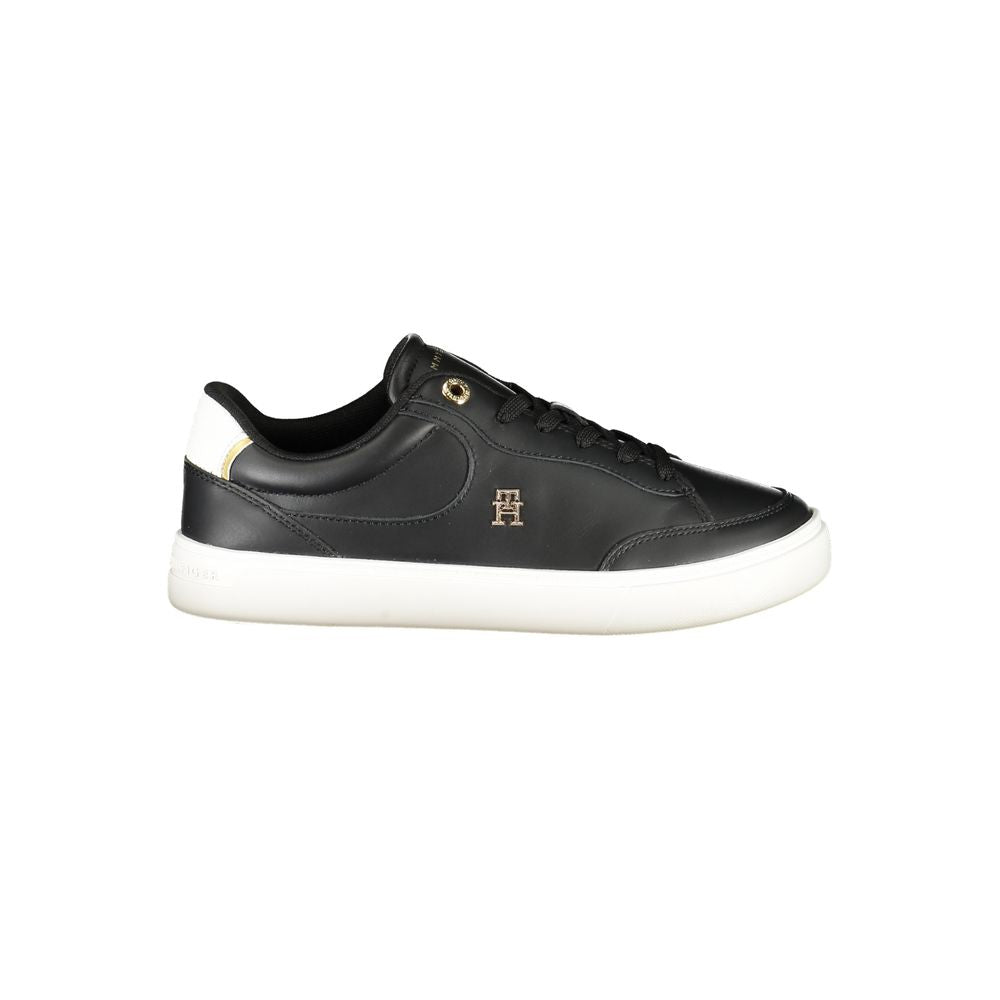 Black Leather Women Sneaker-Tommy Hilfiger-LabelTerrace.com