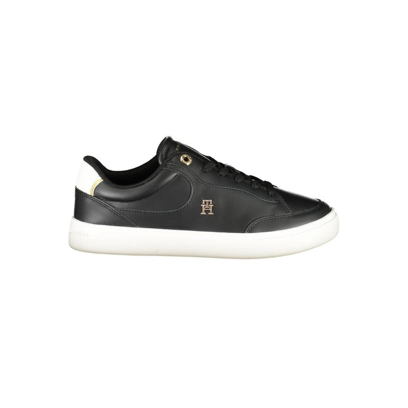 Black Leather Women Sneaker-Tommy Hilfiger-LabelTerrace.com