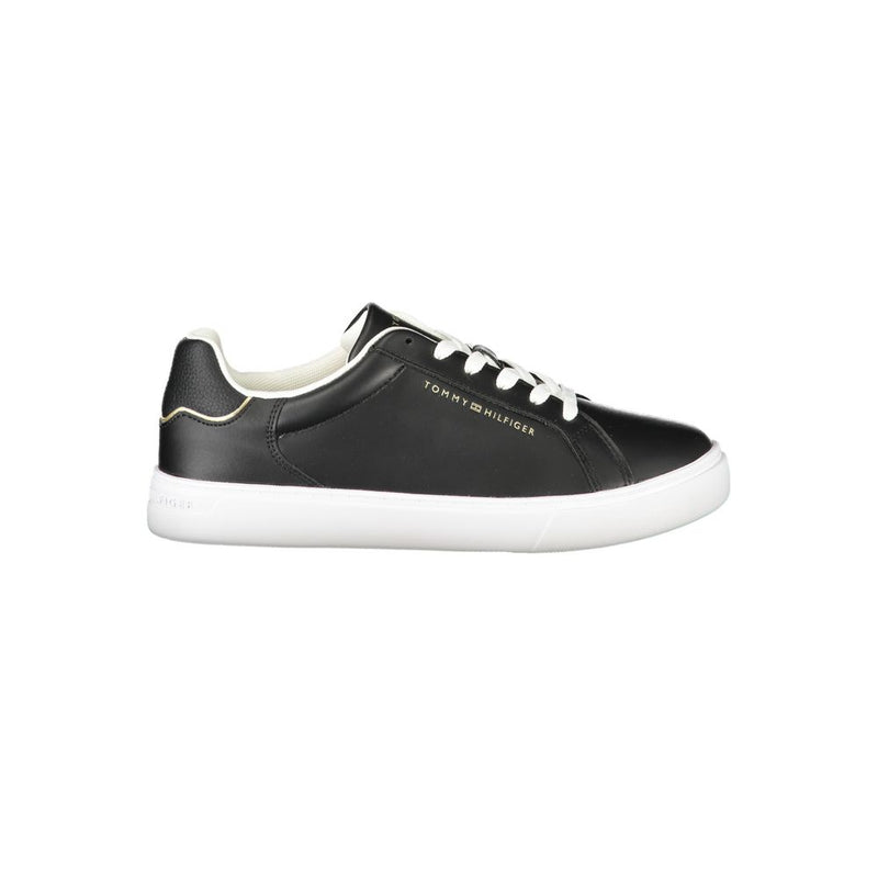 Black Leather Women Sneaker-Tommy Hilfiger-LabelTerrace.com