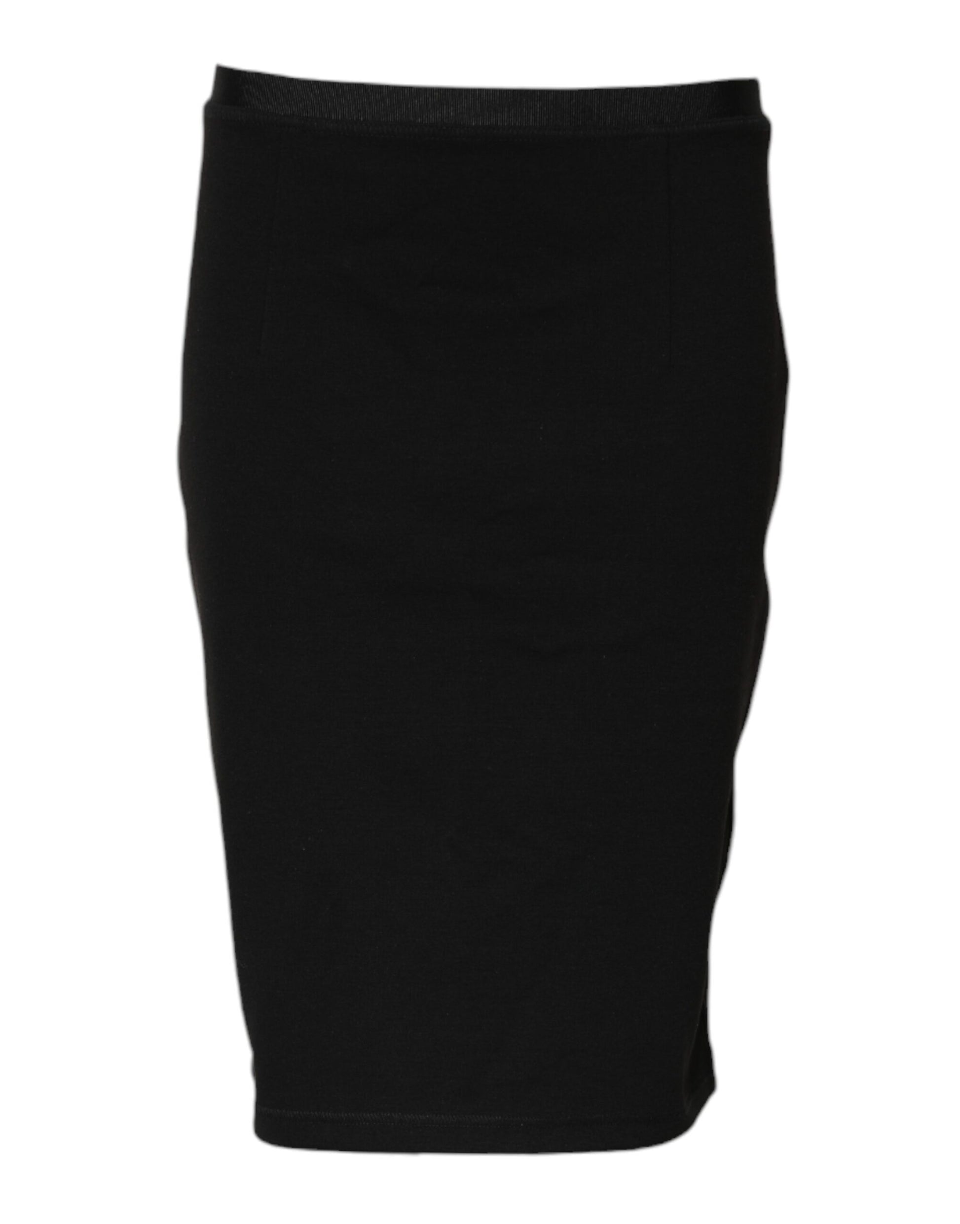 Black Polyester Pencil Cut Knee Length Skirt-GF Ferre-LabelTerrace.com