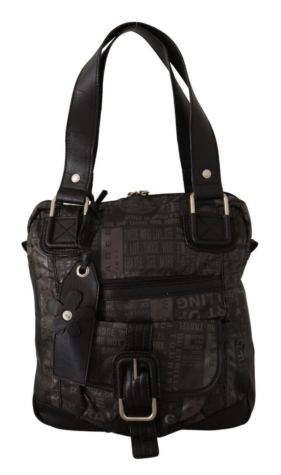 Black Printed Logo Shoulder Handbag Purse Bag-WAYFARER-LabelTerrace.com