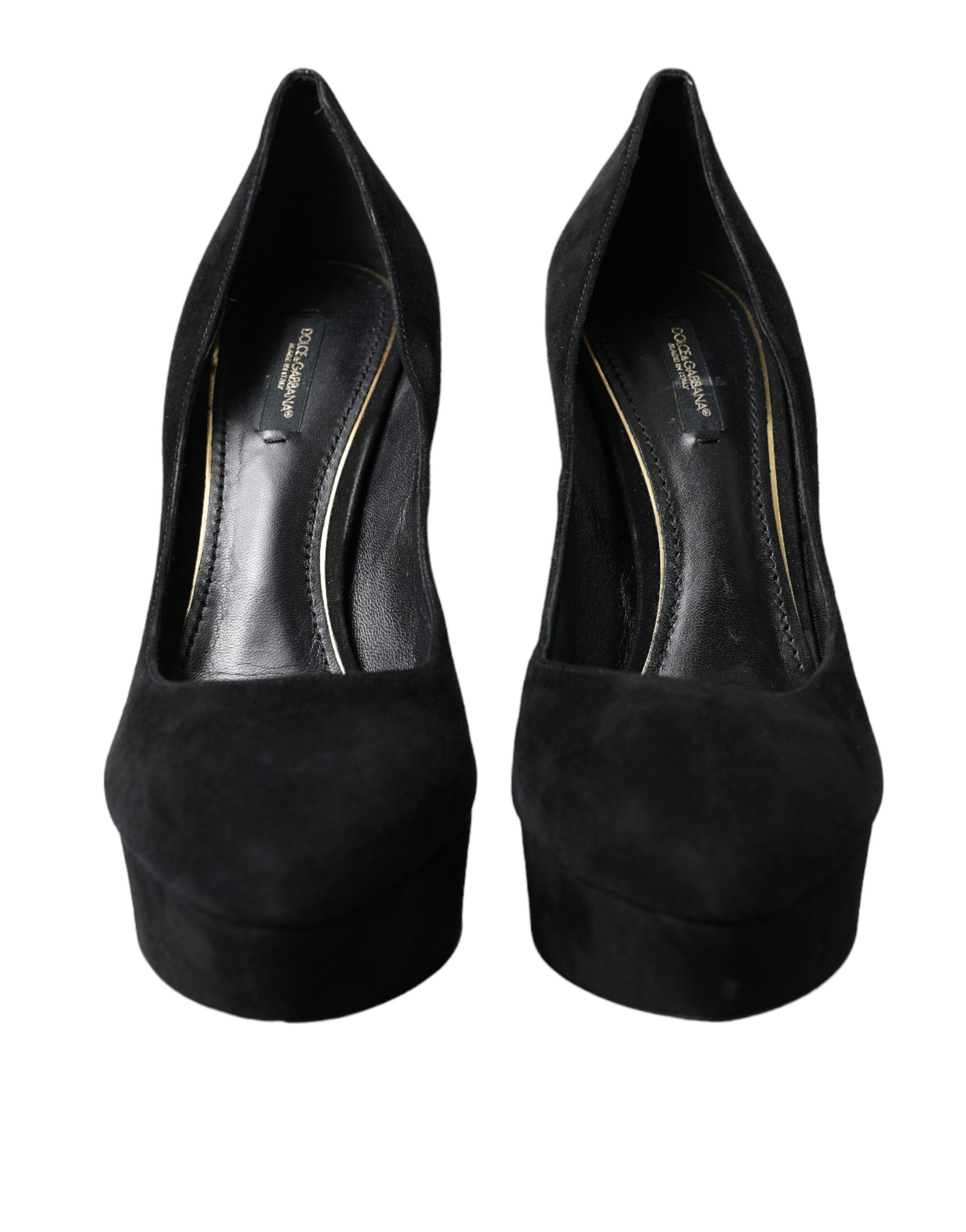 Black Suede Leather Platform Heel Pumps Shoes-Dolce & Gabbana-LabelTerrace.com
