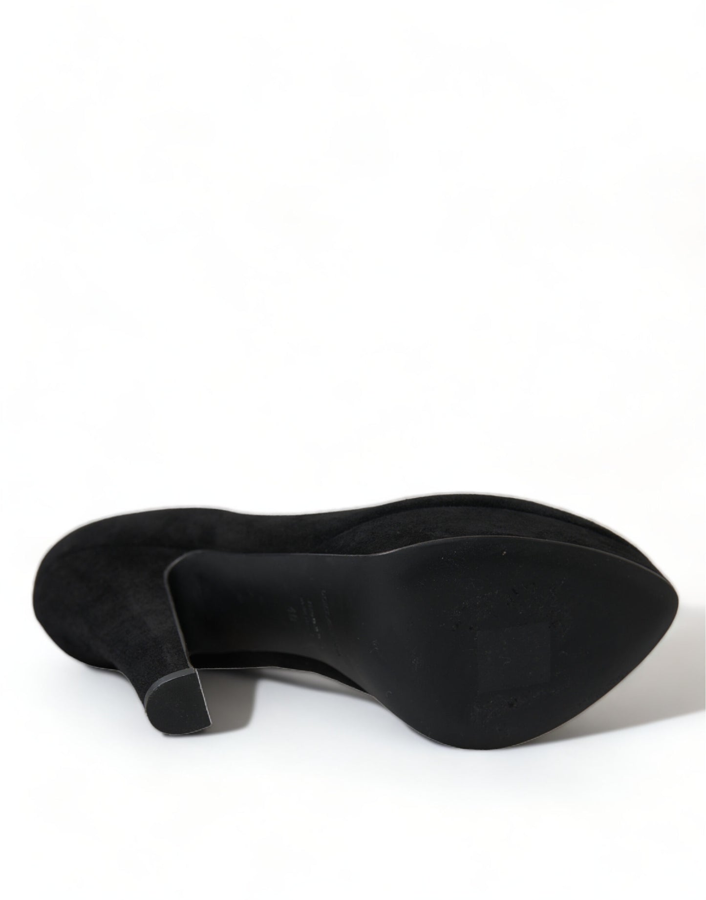 Black Suede Leather Platform Heel Pumps Shoes-Dolce & Gabbana-LabelTerrace.com