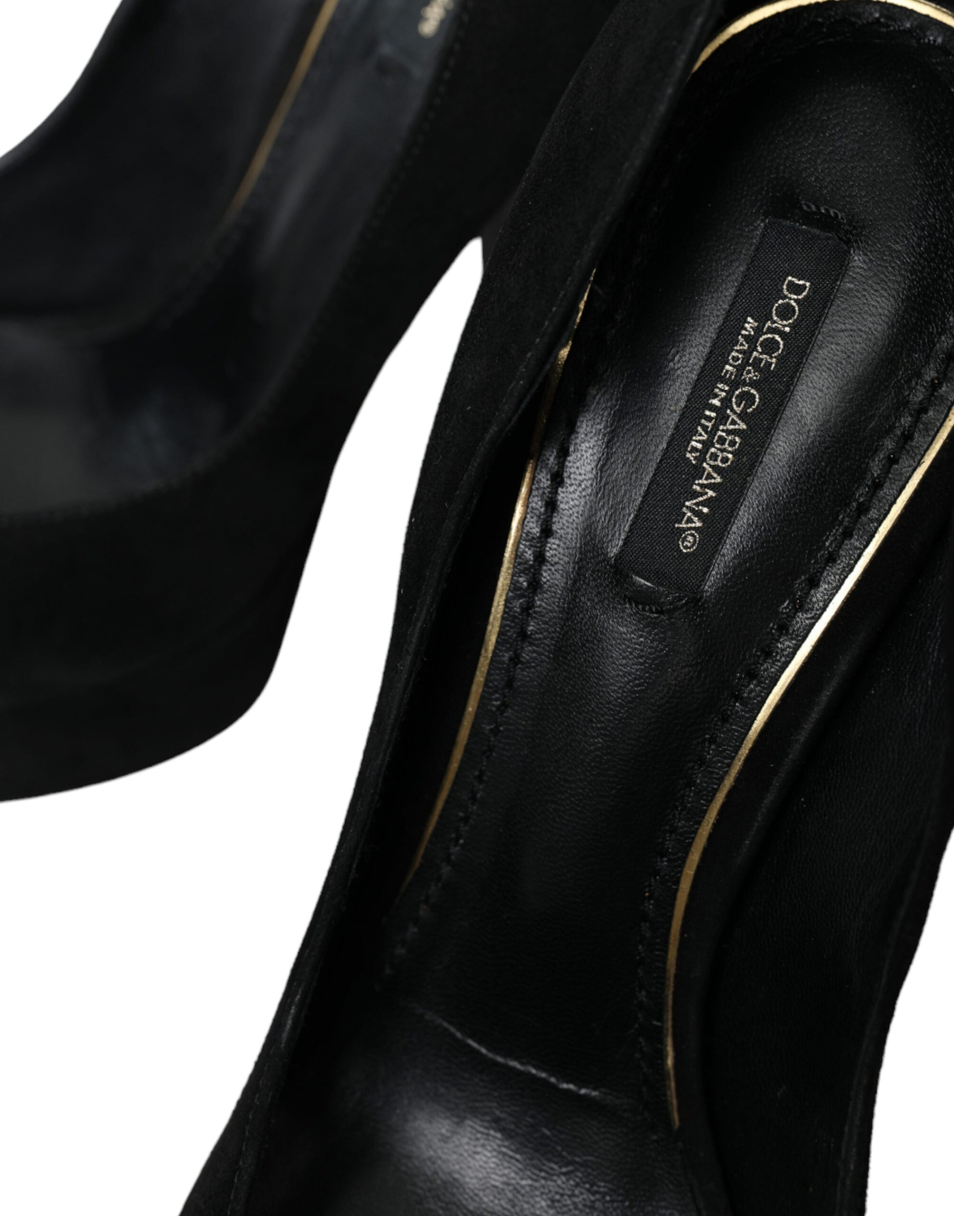Black Suede Leather Platform Heel Pumps Shoes-Dolce & Gabbana-LabelTerrace.com
