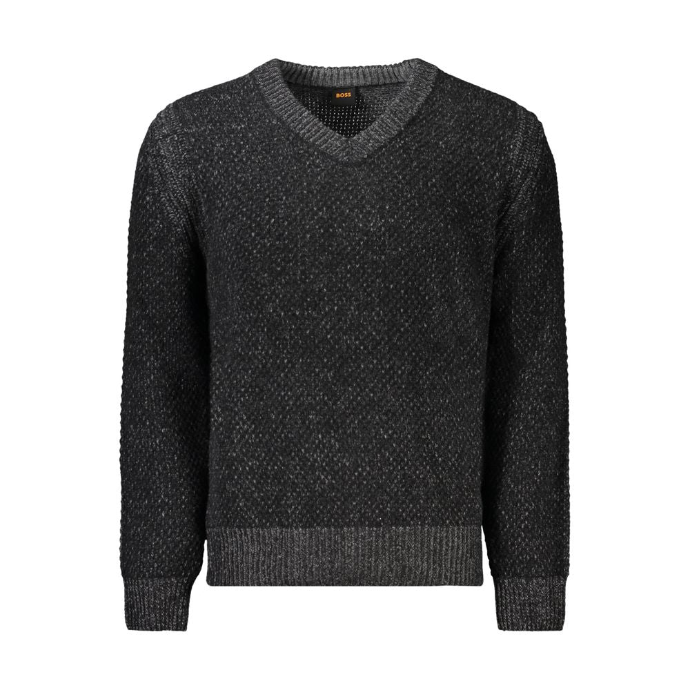Black Wool Men Sweater-Hugo Boss-LabelTerrace.com