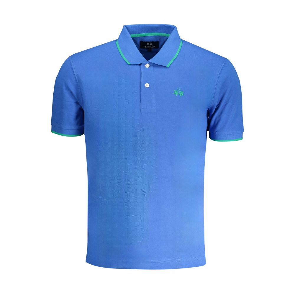 Blue Cotton Polo Shirt-La Martina-LabelTerrace.com