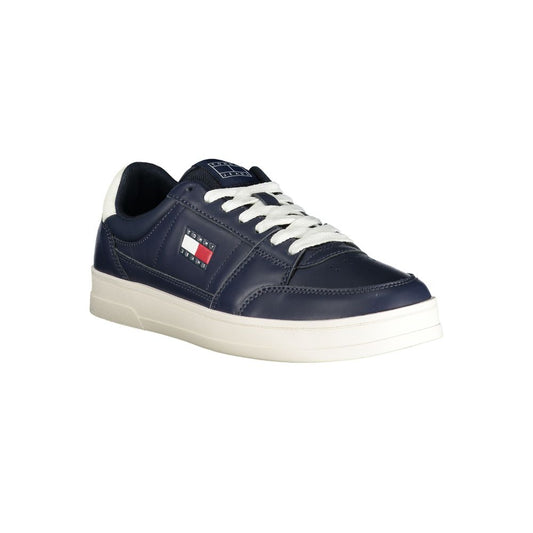 Blue Leather Men Sneaker-Tommy Hilfiger-LabelTerrace.com