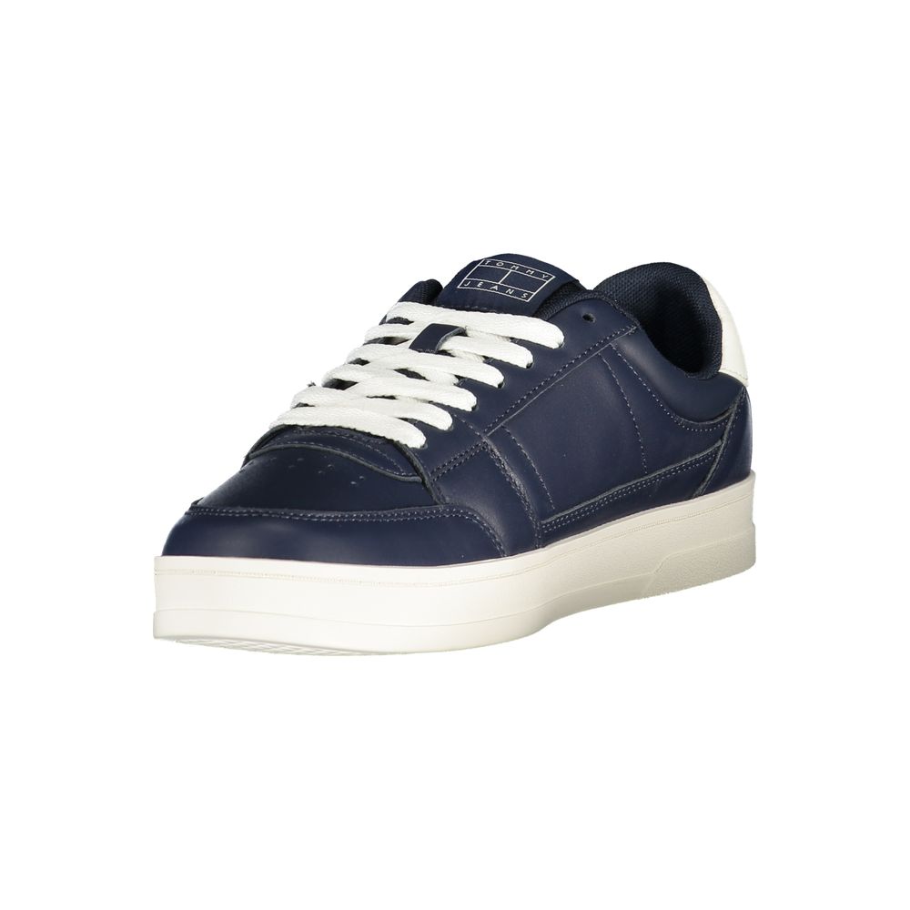 Blue Leather Men Sneaker-Tommy Hilfiger-LabelTerrace.com