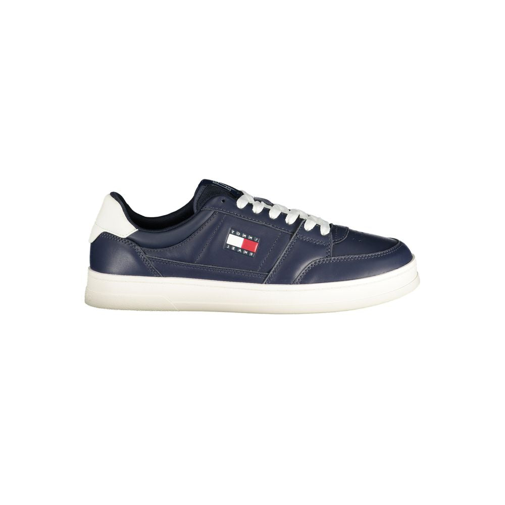 Blue Leather Men Sneaker-Tommy Hilfiger-LabelTerrace.com