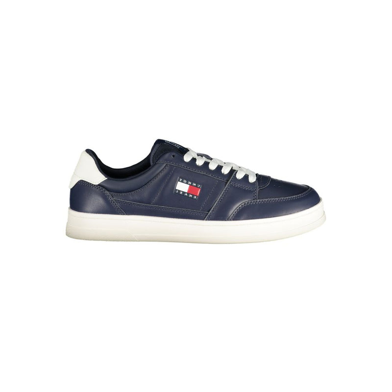 Blue Leather Men Sneaker-Tommy Hilfiger-LabelTerrace.com