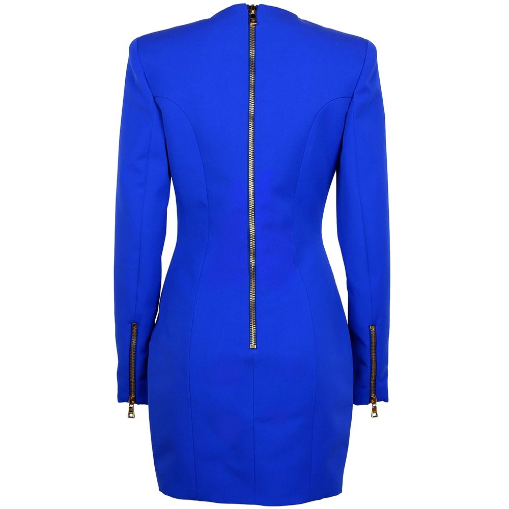 Blue Wool Dress-Balmain-LabelTerrace.com