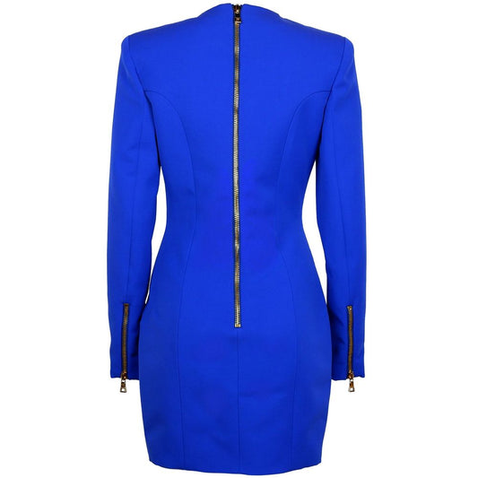 Blue Wool Dress-Balmain-LabelTerrace.com