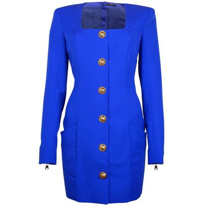 Blue Wool Dress-Balmain-LabelTerrace.com