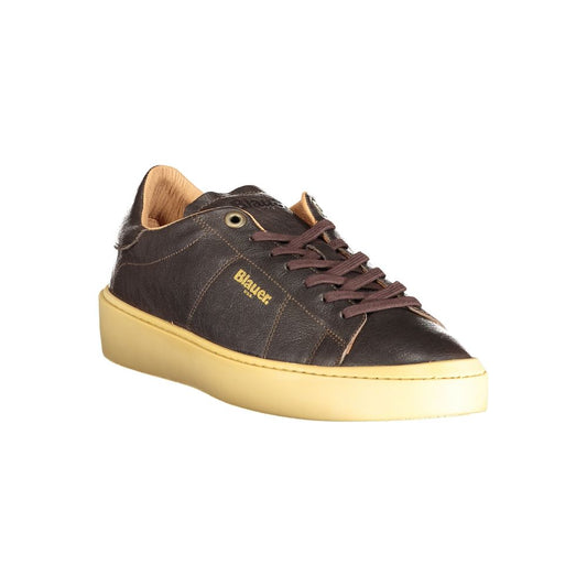 Brown Leather Men Sneaker-Blauer-LabelTerrace.com