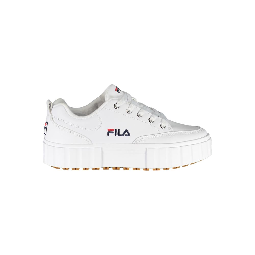 Chic White Wedge Sneakers with Embroidered Detail-Fila-LabelTerrace.com