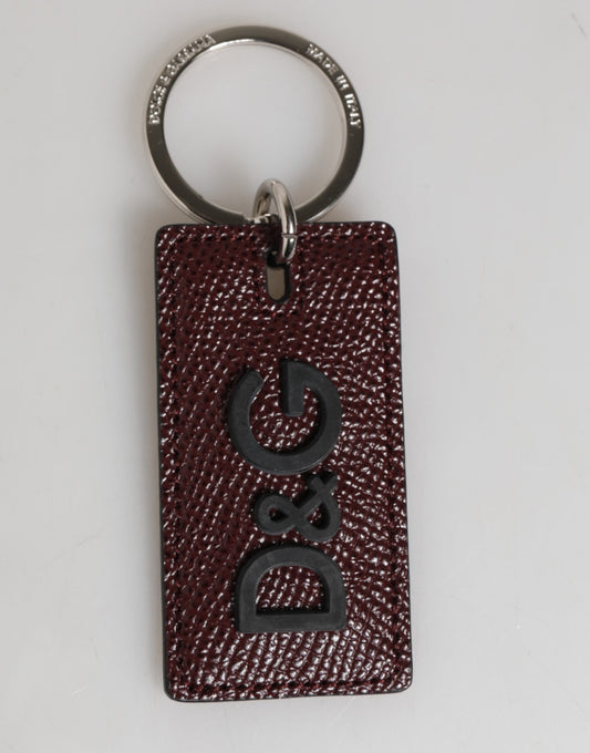 Dark Brown Leather Logo Metal Ring Men Keychain Keyring-Dolce & Gabbana-LabelTerrace.com
