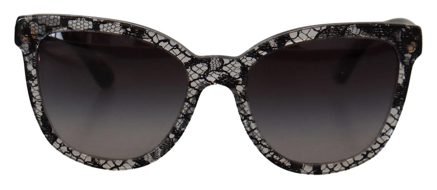 DG4190 Black Lace Acetate Crystal Round Sunglasses-Dolce & Gabbana-LabelTerrace.com