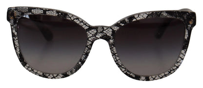 DG4190 Black Lace Acetate Crystal Round Sunglasses-Dolce & Gabbana-LabelTerrace.com