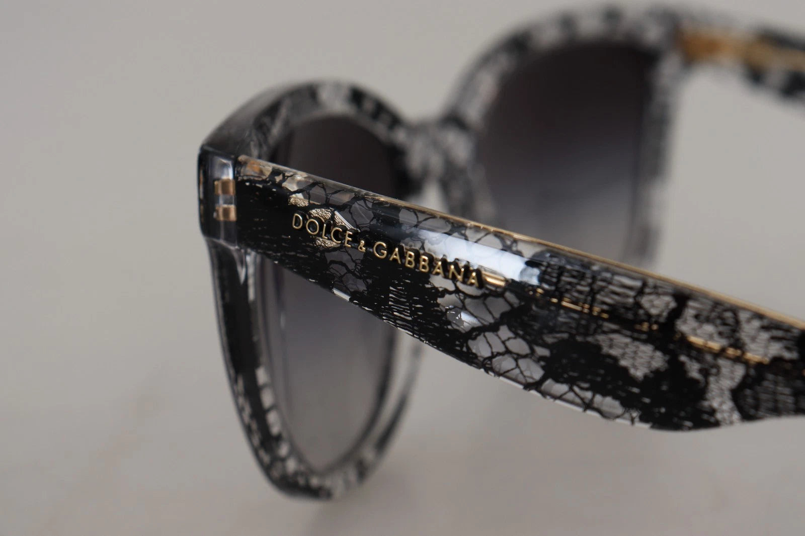DG4190 Black Lace Acetate Crystal Round Sunglasses-Dolce & Gabbana-LabelTerrace.com