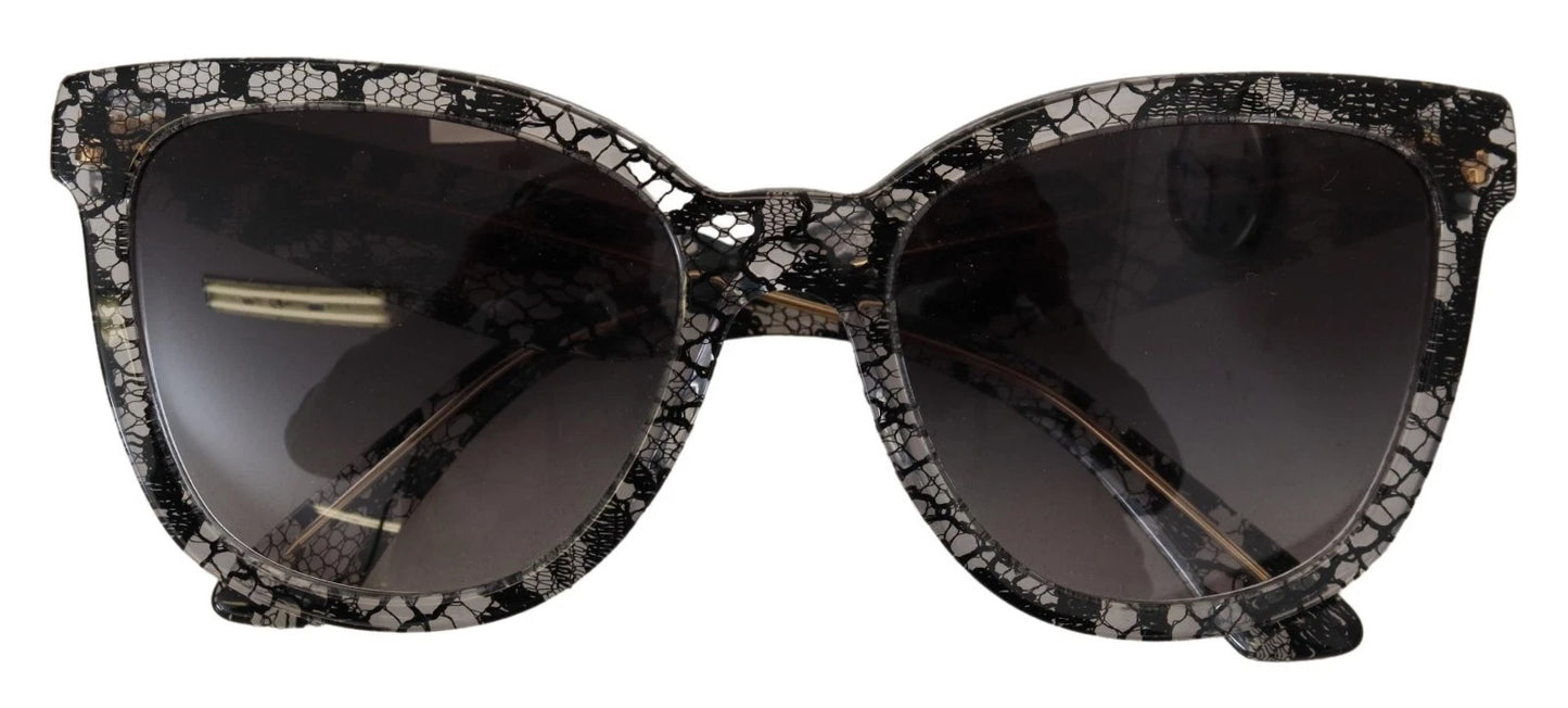 DG4190 Black Lace Acetate Crystal Round Sunglasses-Dolce & Gabbana-LabelTerrace.com
