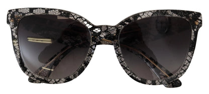 DG4190 Black Lace Acetate Crystal Round Sunglasses-Dolce & Gabbana-LabelTerrace.com