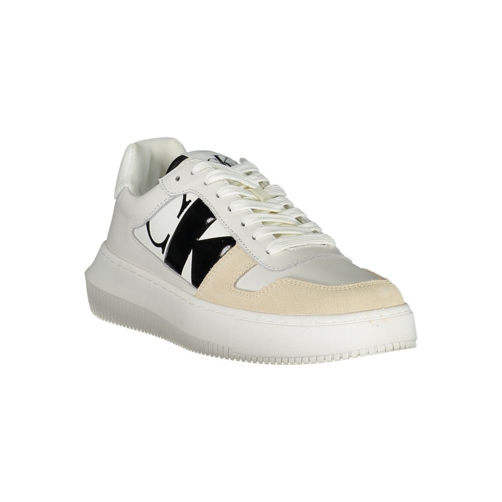 Elegant White Lace-Up Sneakers with Contrast Detail-Calvin Klein-LabelTerrace.com