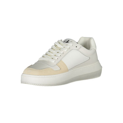 Elegant White Lace-Up Sneakers with Contrast Detail-Calvin Klein-LabelTerrace.com
