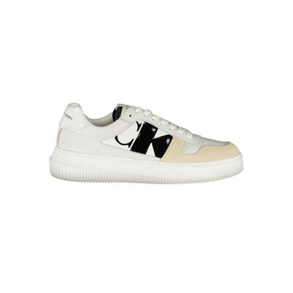 Elegant White Lace-Up Sneakers with Contrast Detail-Calvin Klein-LabelTerrace.com