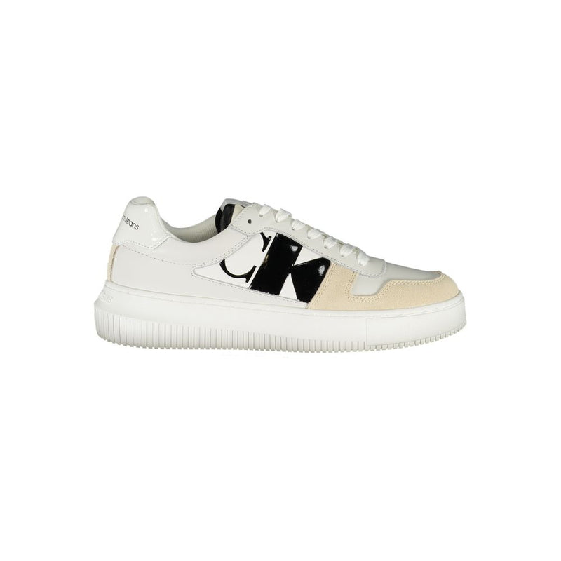 Elegant White Lace-Up Sneakers with Contrast Detail-Calvin Klein-LabelTerrace.com