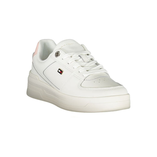 Elegant White Lace-Up Sneakers with Contrast Detail-Tommy Hilfiger-LabelTerrace.com