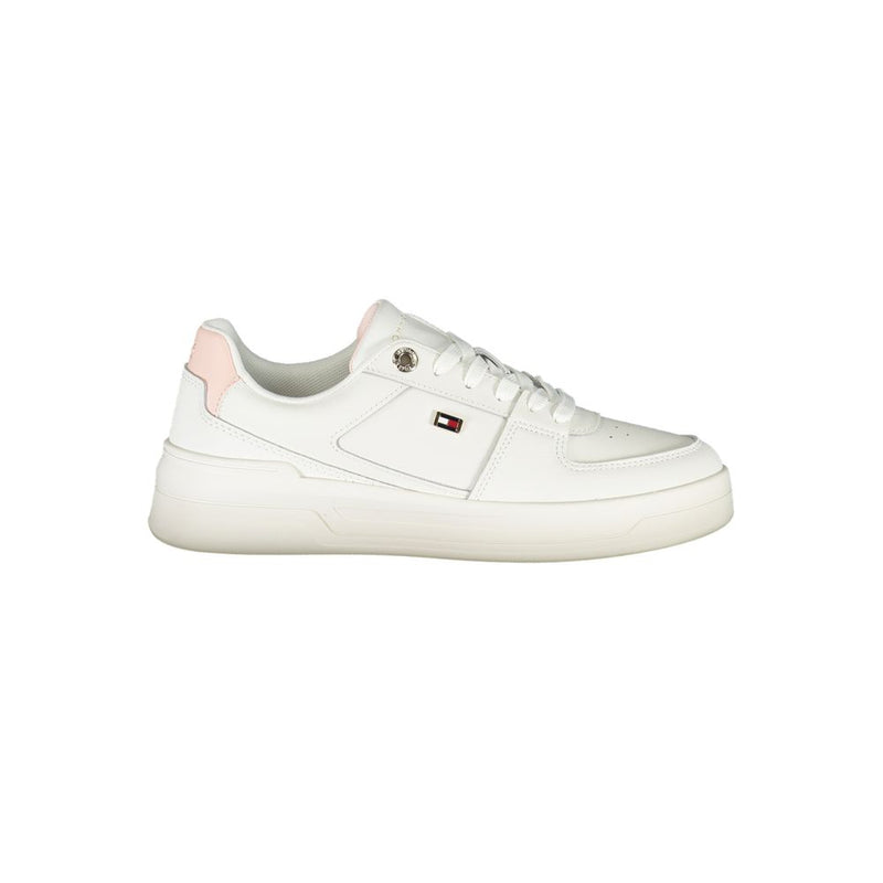 Elegant White Lace-Up Sneakers with Contrast Detail-Tommy Hilfiger-LabelTerrace.com