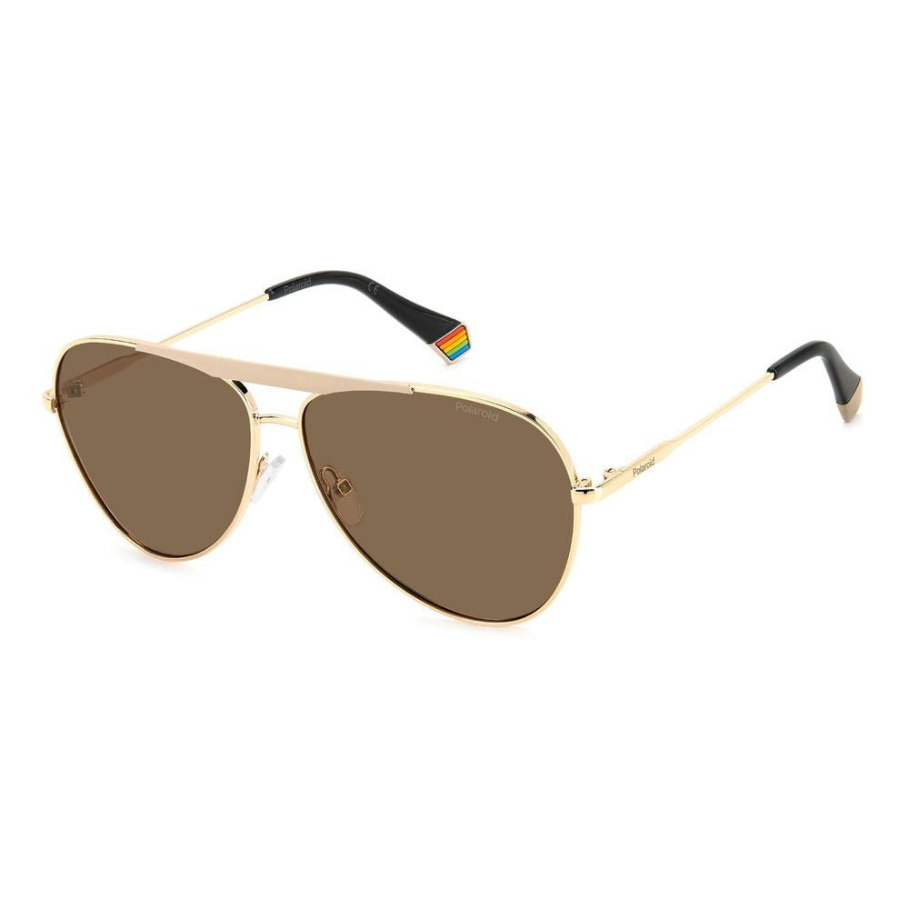 Gold Stainless Steel Sunglasses-Polaroid-LabelTerrace.com