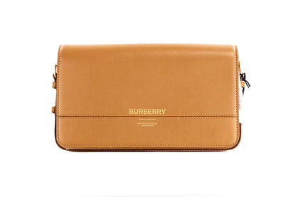 Grace Small Nutmeg Smooth Leather Flap Crossbody Clutch Handbag Purse-Burberry-LabelTerrace.com