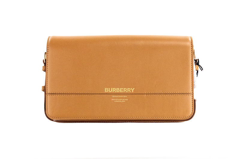 Grace Small Nutmeg Smooth Leather Flap Crossbody Clutch Handbag Purse-Burberry-LabelTerrace.com
