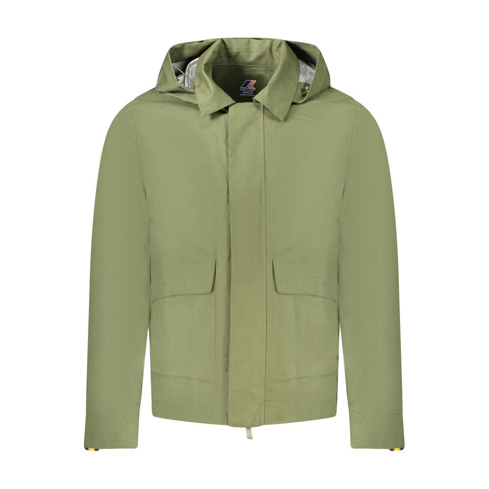 Green Cotton Men Jacket