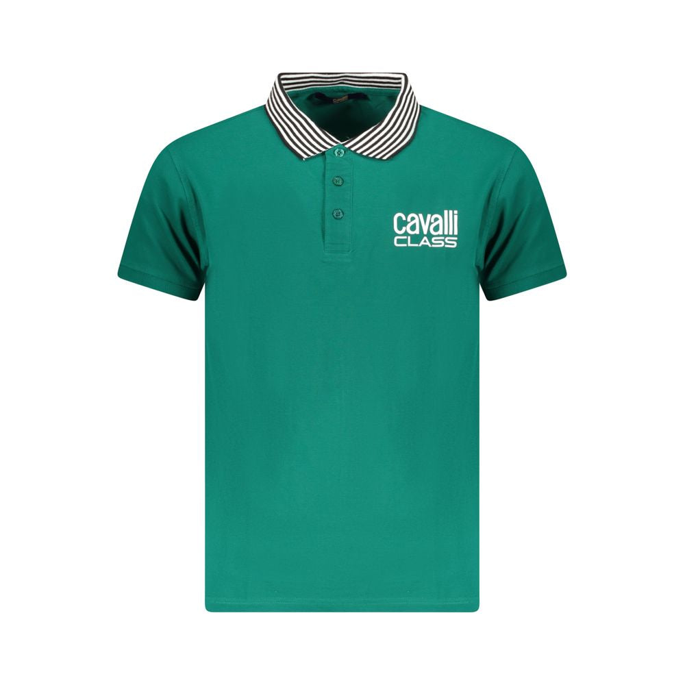 Green Cotton Men Polo Shirt-Cavalli Class-LabelTerrace.com