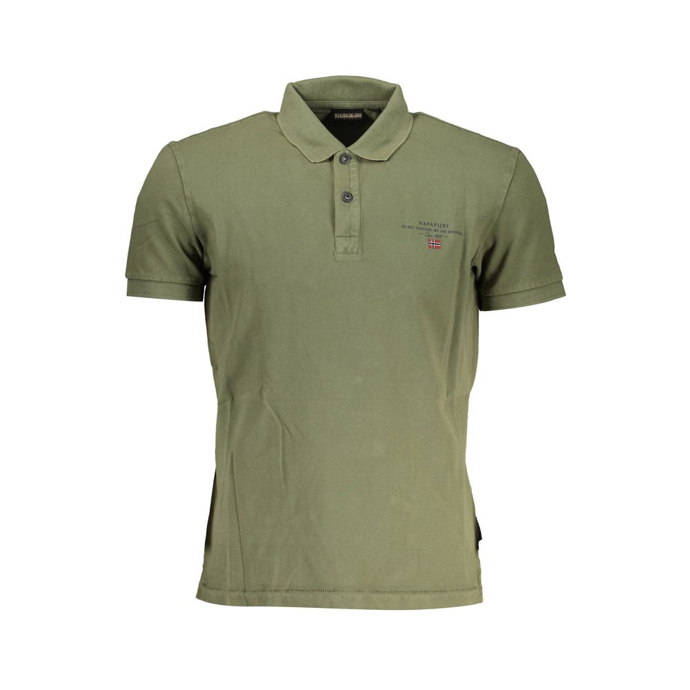 Green Cotton Men Polo Shirt
