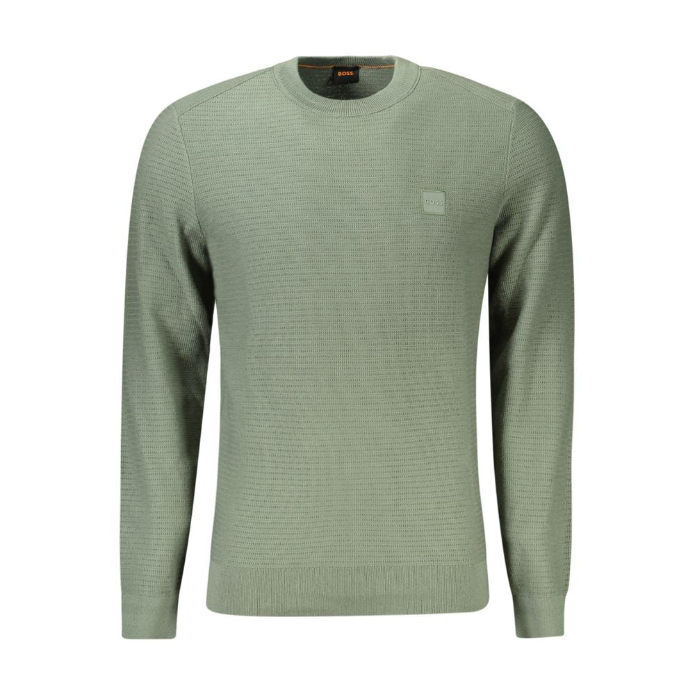 Green Cotton Men Sweater-Hugo Boss-LabelTerrace.com
