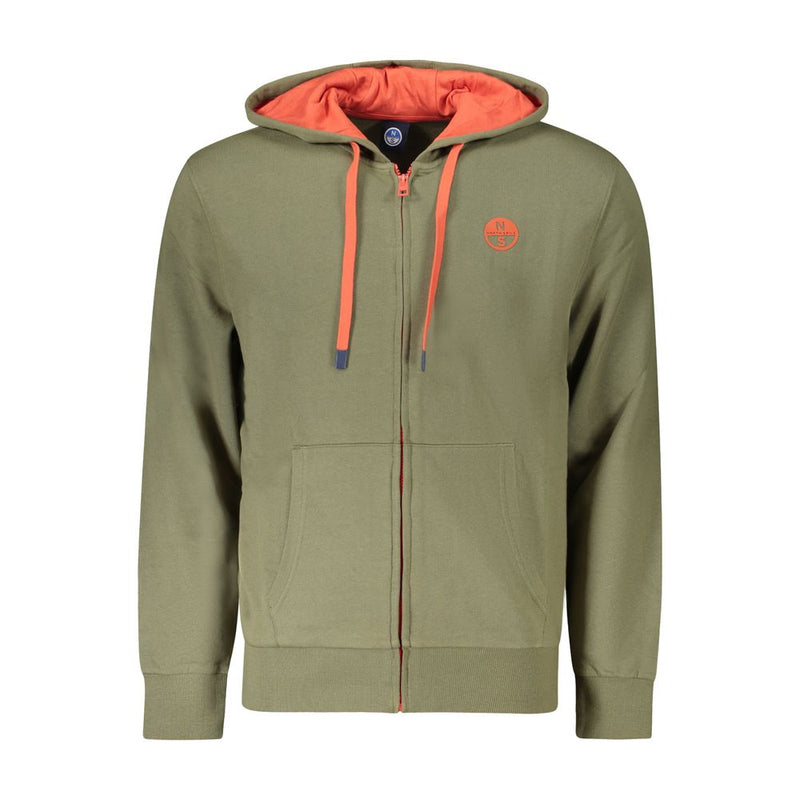 Green Cotton Men's Hooded Sweater