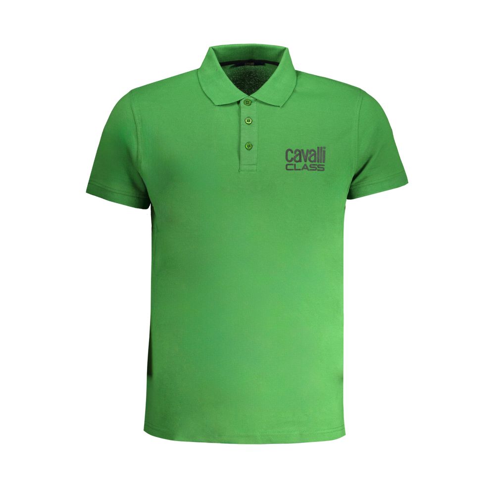 Green Cotton Polo Shirt-Cavalli Class-LabelTerrace.com