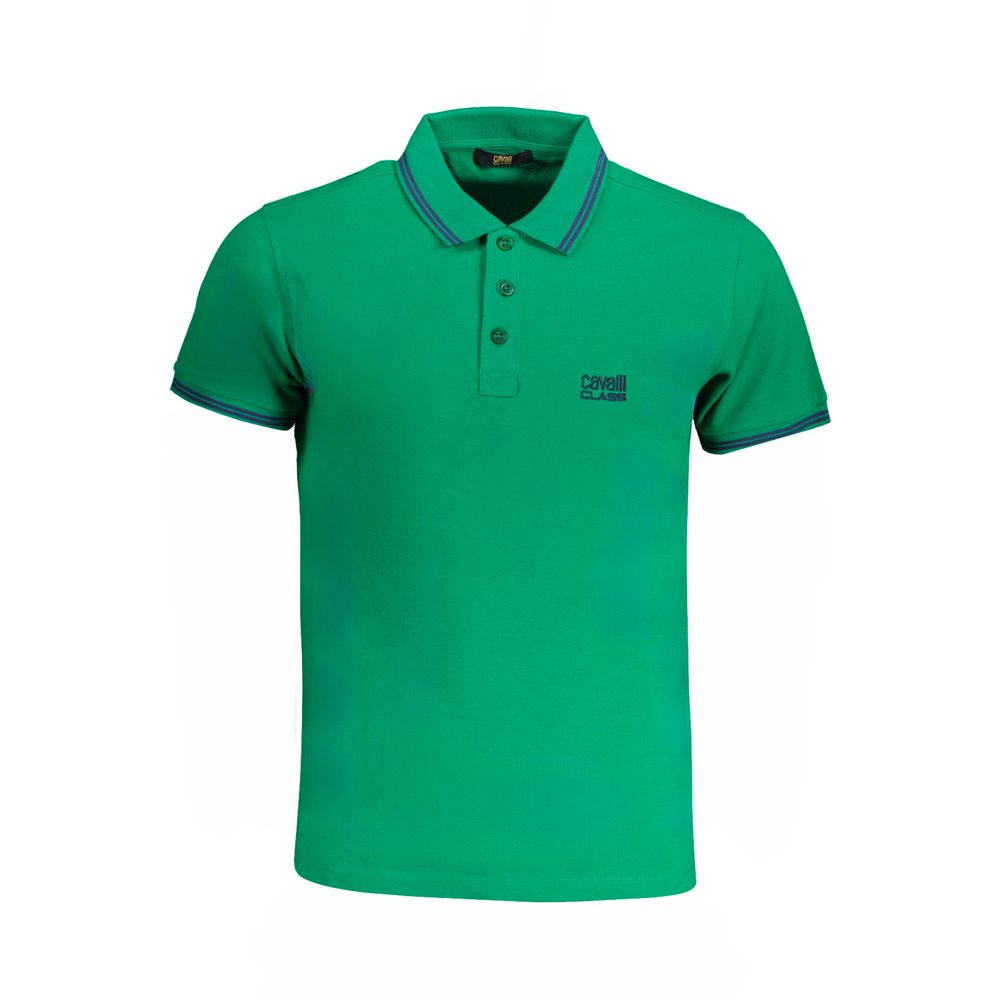 Green Cotton Polo Shirt-Cavalli Class-LabelTerrace.com