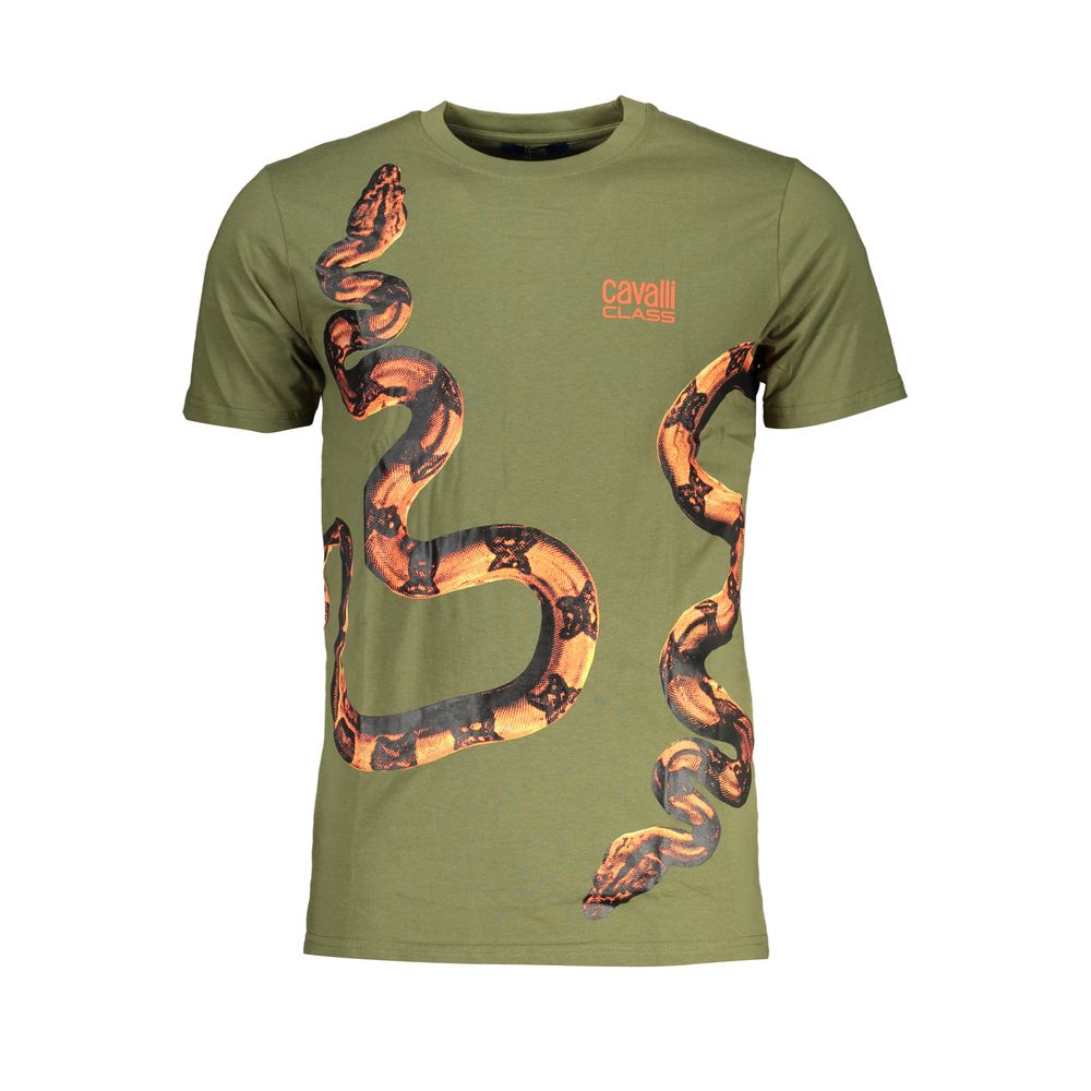 Green Cotton T-Shirt-Cavalli Class-LabelTerrace.com