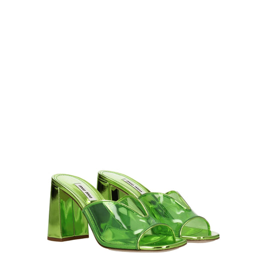Green Plexiglass Platform Sandals-Miu Miu-LabelTerrace.com