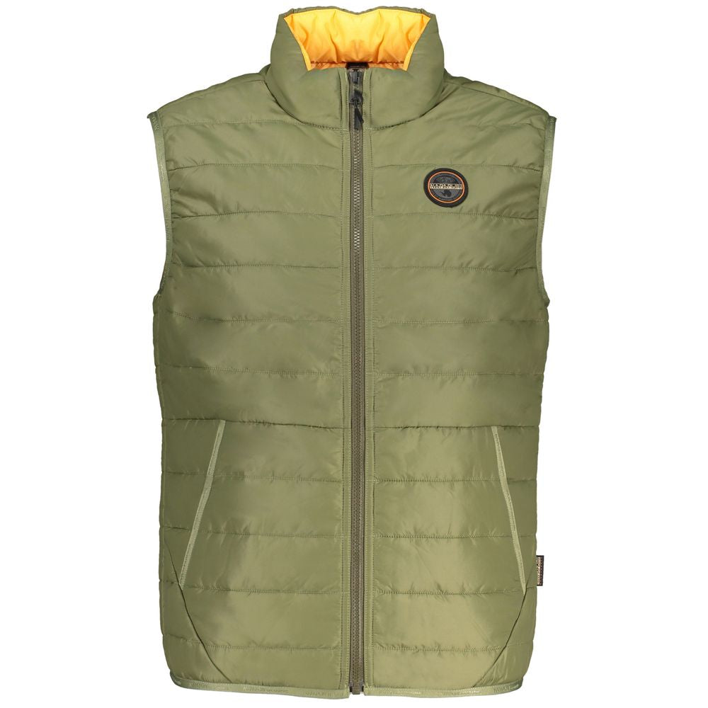 Green Polyester Men's Sleeveless Jacket-Napapijri-LabelTerrace.com